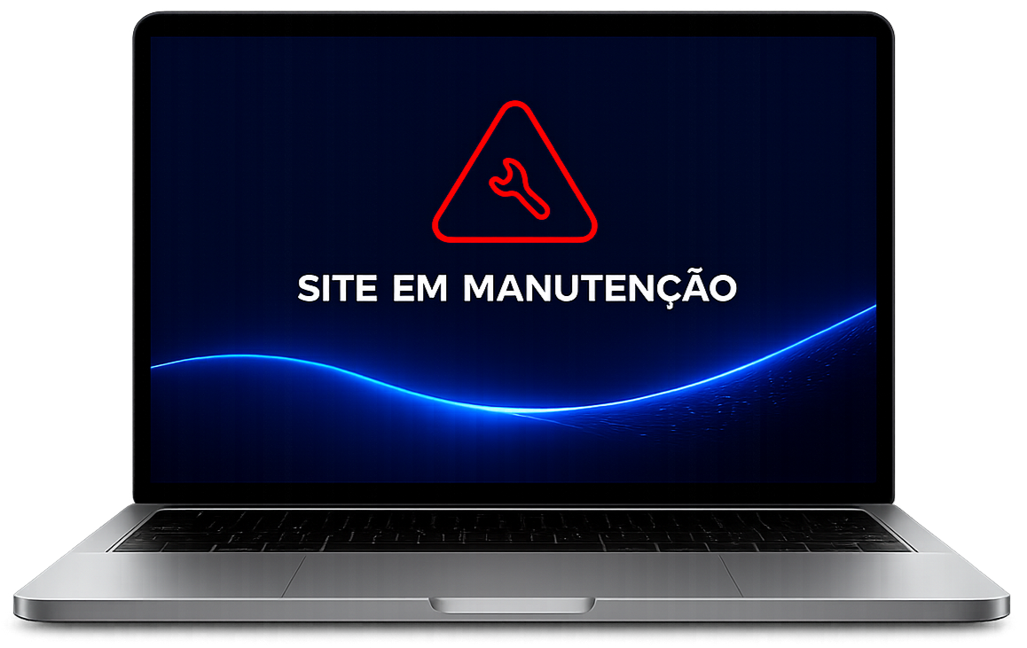 Notebook com aviso de manutenção